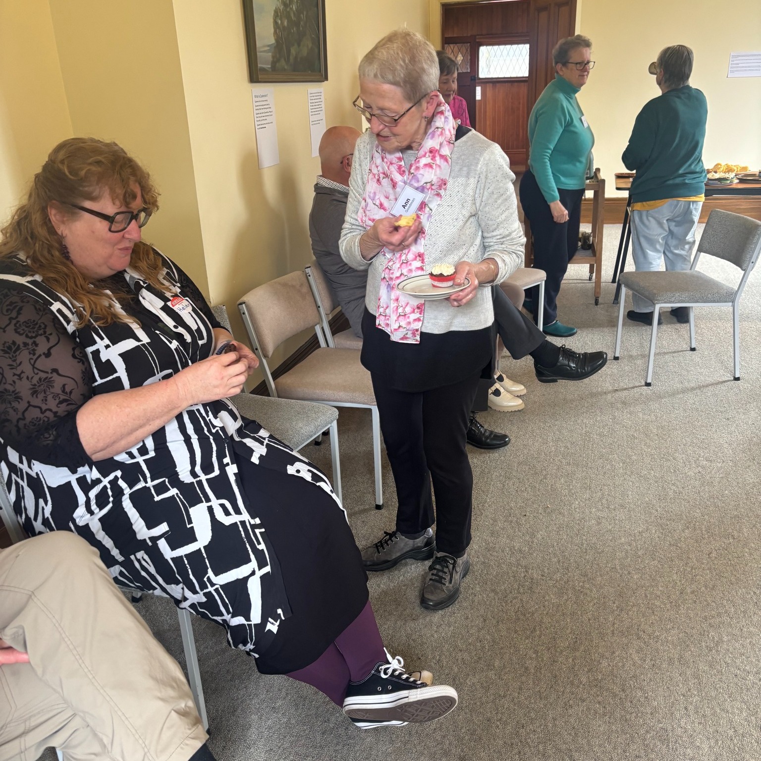 Church members gathering for community fellowship and socializing